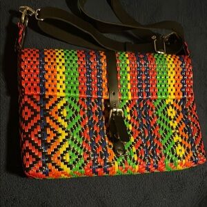 Multicolor Woven Shoulder Bag